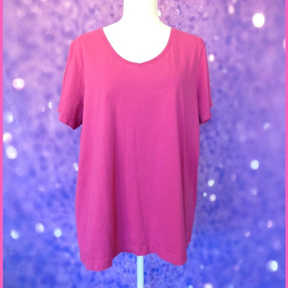 Woman Within Pink Short Sleeve Tee Petite Large